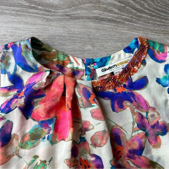 Clements Ribeiro  Floral Print Beaded Tank Top - Picture 6 of 16